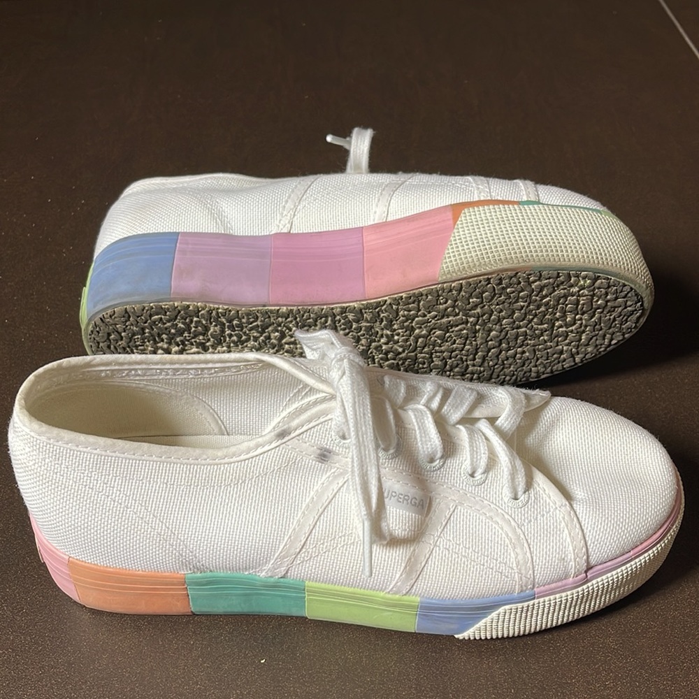 Platform rainbow Superga tennis shoes size 7.5